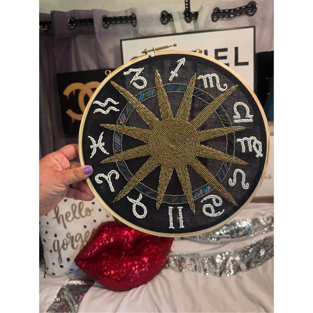 NWT zodiac beaded Hanging Wall Sign Picture Wall Art/tapestry,Tabletop Decor